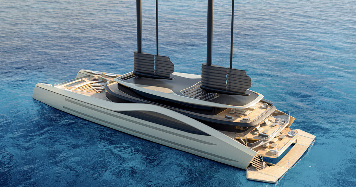 VPLP Design представила 76-метровый катамаран Tyrena с вингсейлами